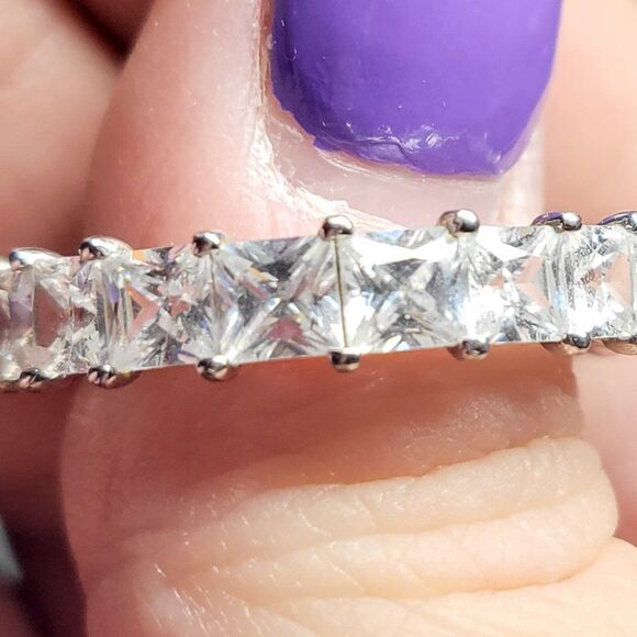 Princess Cut Moissanite Sterling Silver Eternity Ring - Picture 3 of 4